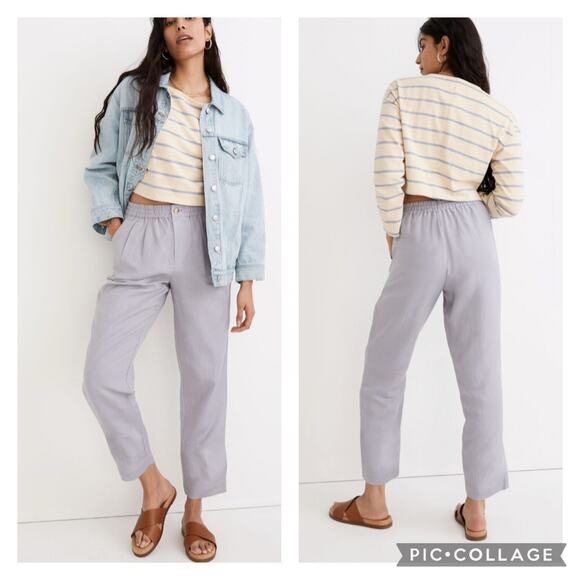 Madewell Pants - Madewell Linen Blend Pull On Pants Lavender Purple Size Small Petite Classic